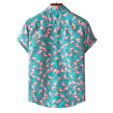 Chemise Aloha hawaïenne à manches courtes pour homme, élégante, imprimée de flamand rose, vêtement de plage, de fête, de vacances, nouvelle collection été 2021