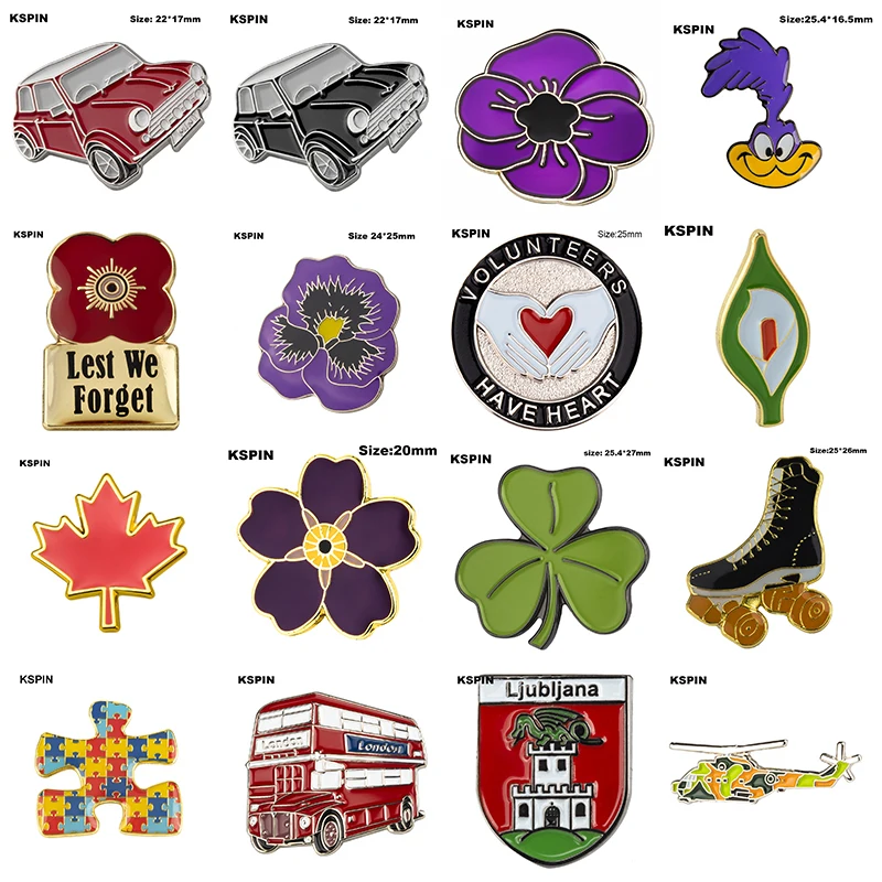 Metal Badge Red Car Black Maple Leafs Clover Badges Green Leaf Autism Volunteers Have Heart | Дом и сад