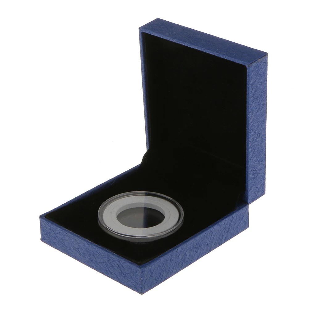 Blue Presentation Box Display Case Gift For Single 38Mm Coin For Protect Coin From Damage
