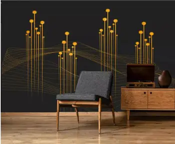

Customized modern gold lines solid geometric TV background wallpaper murals