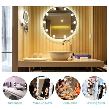 

USB LED Makeup Mirror Light Bulb Hollywood Vanity Lights Stepless Dimmable Wall Lamp 10 Suction Cup Bulbs Kit for Dressing Table