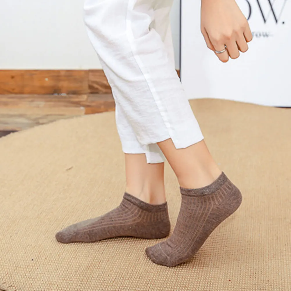 1 Pair Women Cotton Socks Casual Short Breathable Boat Socks Summer Sports Silicone Non-slip Sock LF88 - Цвет: Coffee