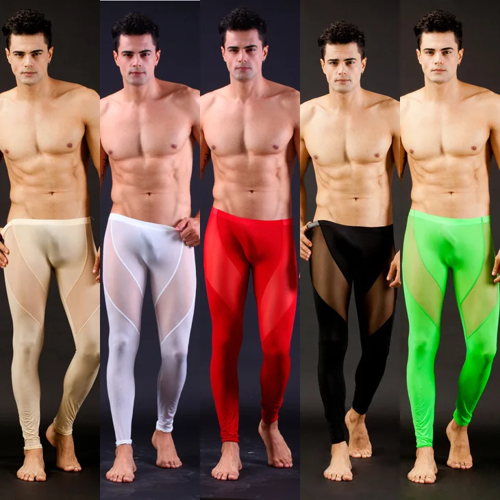 Wangjiang, мужские сетчатые прозрачные сексуальные кальсоны, нижнее белье, легинсы, брюки, колготки, повседневные длинные подштанники, мужские прозрачные штаны