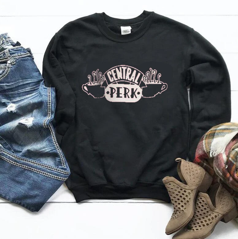 Central perk и twocoffee Толстовка Забавный слоган наряды гранж с круглой горловиной для мальчиков и девочек, свитера, толстовки с принтом пуловеры Топы Перевозка груза падения
