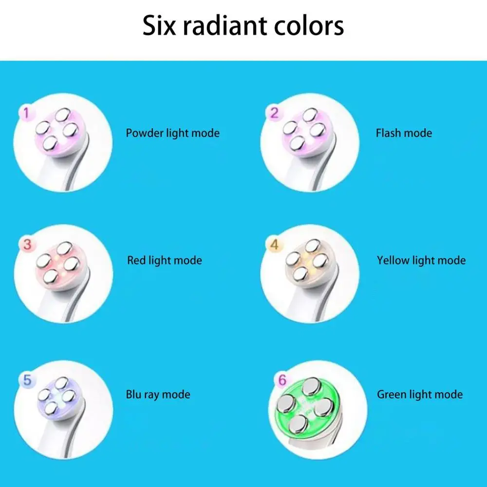  6 in 1 Face Photon RF Radio Frequency EMS Mesotherapy Led Light Therapy Microcurrent Ultrasonic Vib