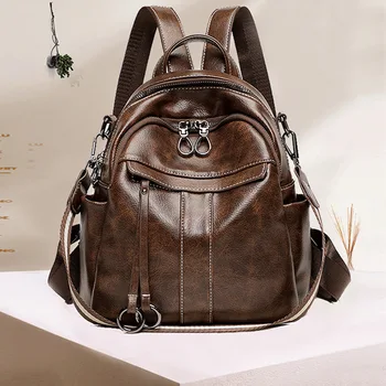 

Fashion Soft Leather Backpack Female 2020 New Large-Capacity Anti-Theft Backpack Multi-Purpose Travel Bag