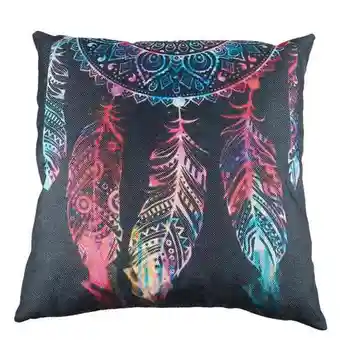 

JEYL 18 inch flax Dream Catcher Printed Decorative Sofa Throw Cushion Cover Home Decor Pillowcase Black bottom + color pattern 1
