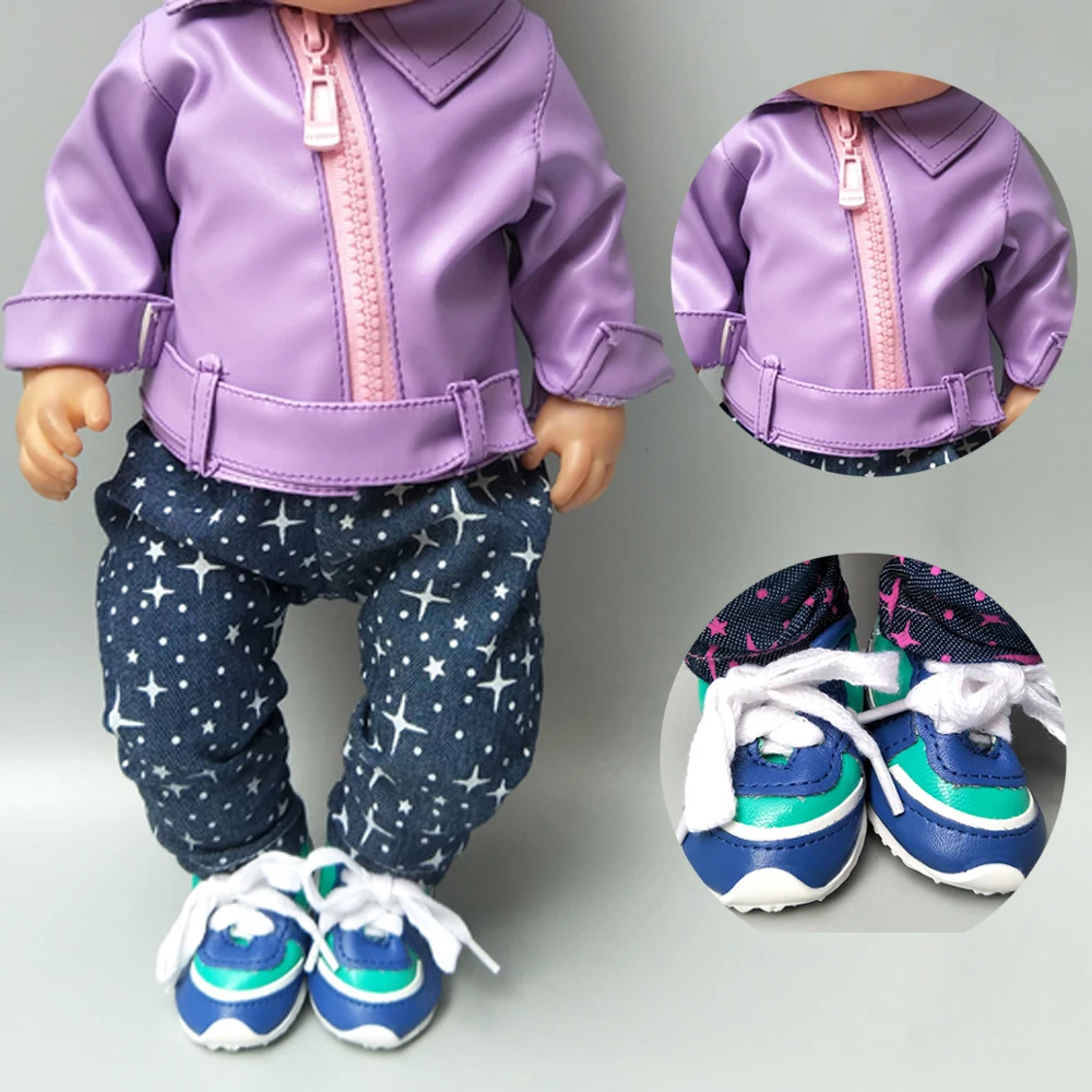 Кукольная одежда для новорожденных 43 см, кожаная одежда для новорожденных, розовая кукольная куртка для 17 дюймов, Детская кукольная куртка, зимние игрушки, одежда