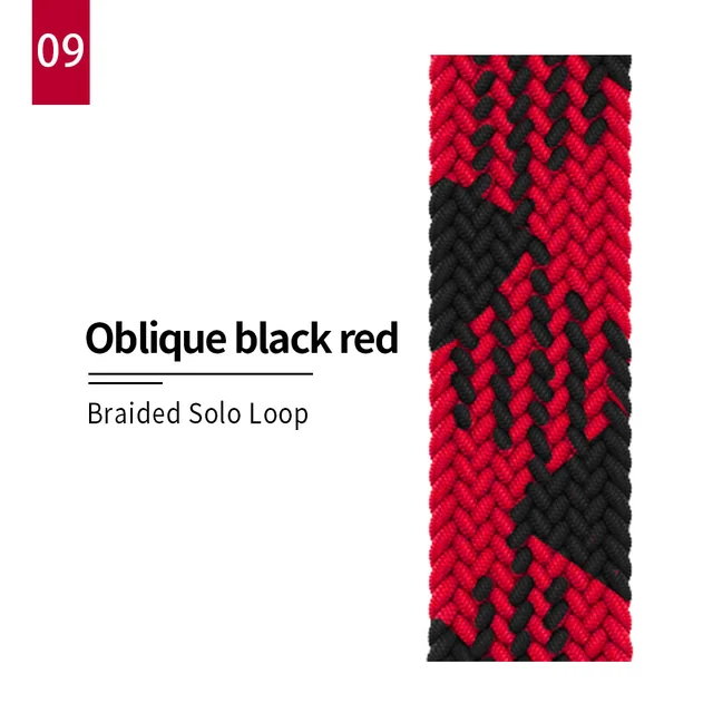 Braided Solo Loop strap for Apple watch band 44mm 40mm Elastic Wristband Bracelet on iwatch Se Series 7 6543 42mm 38mm 41mm 45mm 9 Black red