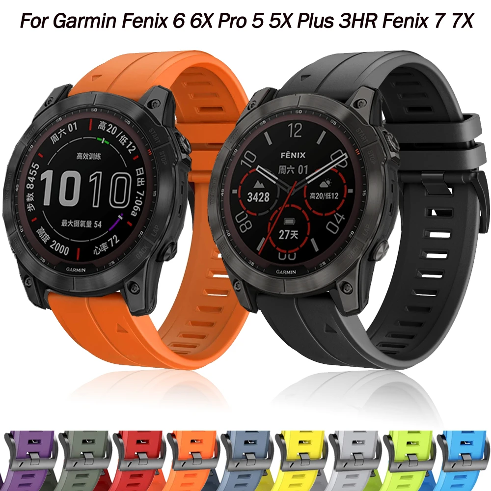 22 26mm Silicone Smartwatch Band Wrist Strap For Garmin Fenix 6 6X Pro