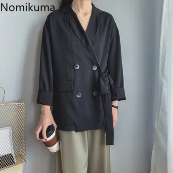 

Nomikuma Blazer Feminino Double Breasted Lace Up Women Elegant Blazers 2020 New Spring Korean Notched Collar Jacket Femme 3Z130
