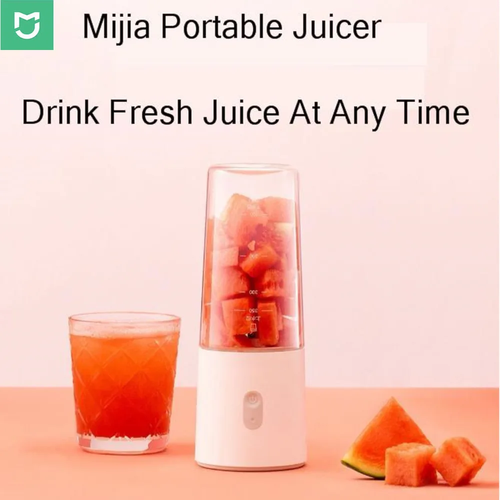 

Xiaomi Mijia Portable juicer 4-leaf steel cutter head High-speed motor power Xiomi Mijia Wireless Safety Quickly juicer 350ml