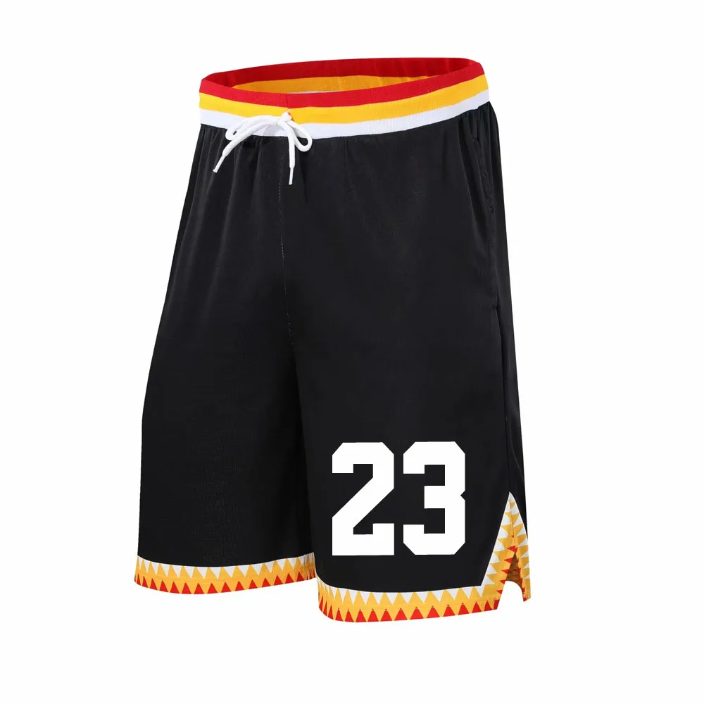 Высококачественные мужские камуфляжные баскетбольные шорты, молодежные баскетбольные шорты для колледжа, спортивные колготки с боковыми карманами на молнии - Цвет: Black 23 Shorts