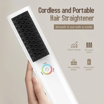 

1 pcs Rechargeable Battery Hair Straightener Comb brand Wireless portable travel Brush Straight Hair Comb Auto Massager Tool