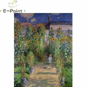 

E-Point Monet Flower Garden Oil Painting Print on Cotton Canvas Painting Abstract Christmas Decorations for Home YG279