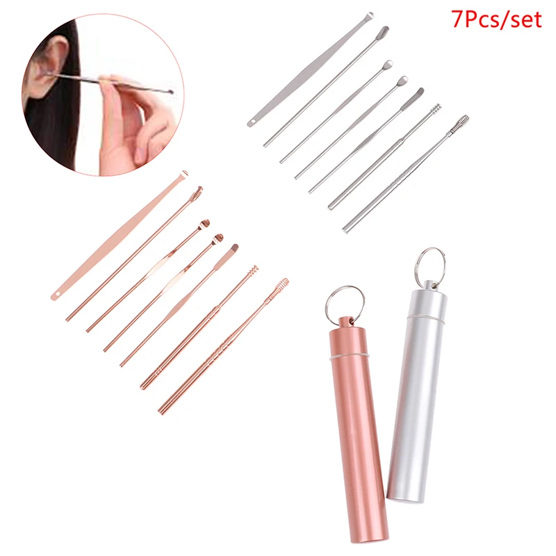 5/7Pcs Ear Wax Removal Tool Stainless Steel Earpick Ear Cleaner Spoon Ear Care Cleaning Tool Ear Wax Removal Kit Ear Wax Remover