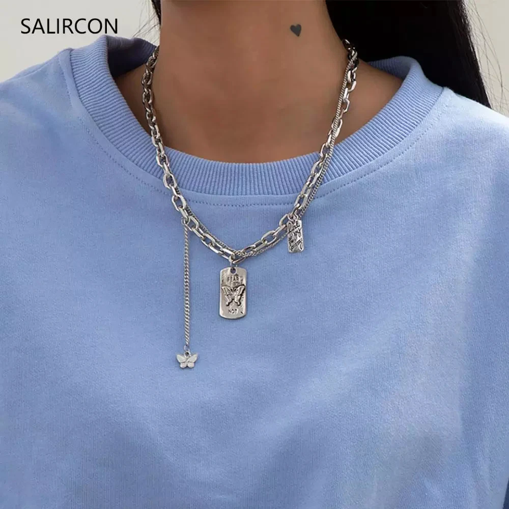 Salircon готическое ожерелье с подвеской-бабочкой из нержавеющей стали массивное