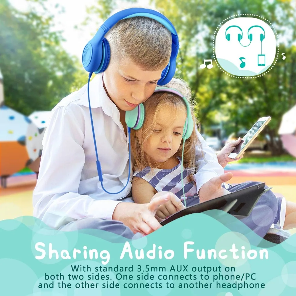 Mpow Wired Study Music Stereo Headphones For Kids Over Ear Kid Gaming Headset With Microphone For PC Laptop Tablets Phones