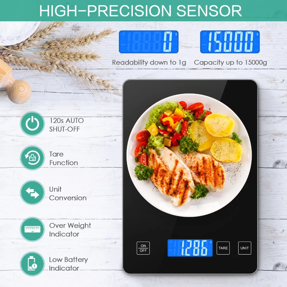 usb digital, com tela lcd, para cozinha, cozinhar alimentos, 15kg