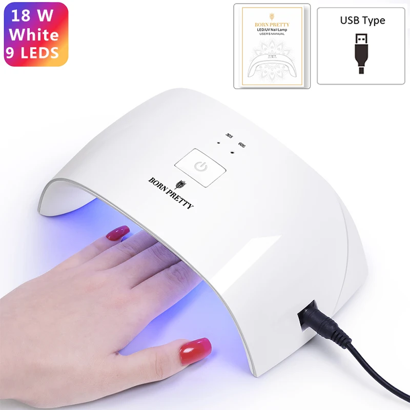 Сушилка для ногтей BORN PRETTY UV светодиодный светильник 36 Вт/48 Вт/54 Вт лампа для всех гель-лаков отверждения ЖК-дисплей машина сушки лампа Маникюрный Инструмент - Цвет: 18W White USB