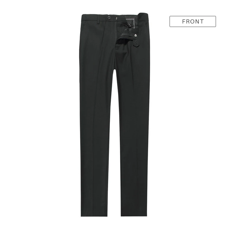 Men's Slim Fit Flat-Front Suit Separate Pant Formal Wedding Business Straight Male Trousers Light Grey Thin Office Dress Pants