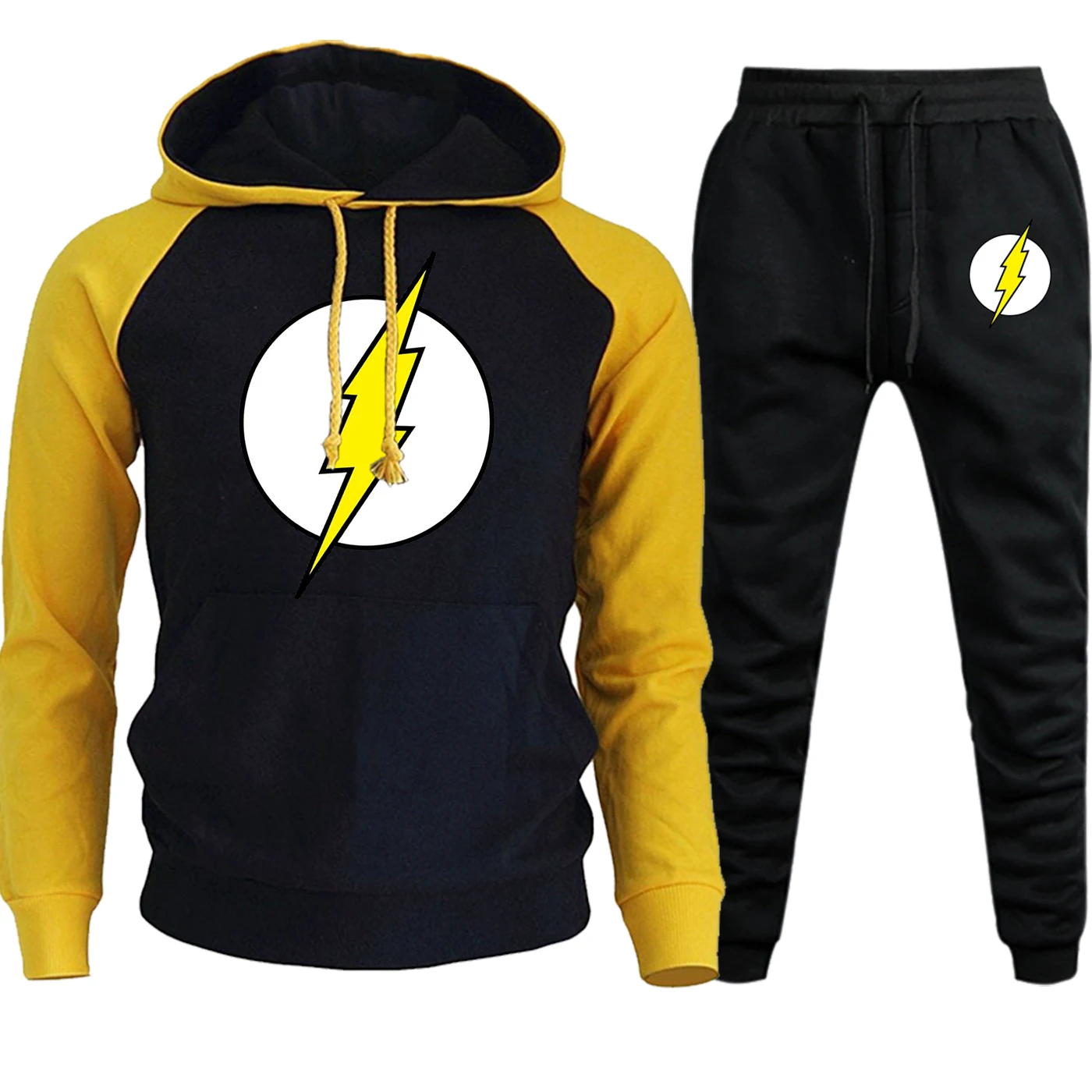 The Flash Man осень зима толстовка мужская уличная реглан супергерой модный костюм флисовая толстовка с капюшоном+ брюки комплект из 2 предметов