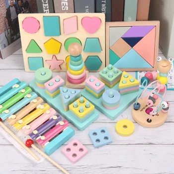 Montessori Macaron Wooden Blocks Toy 1