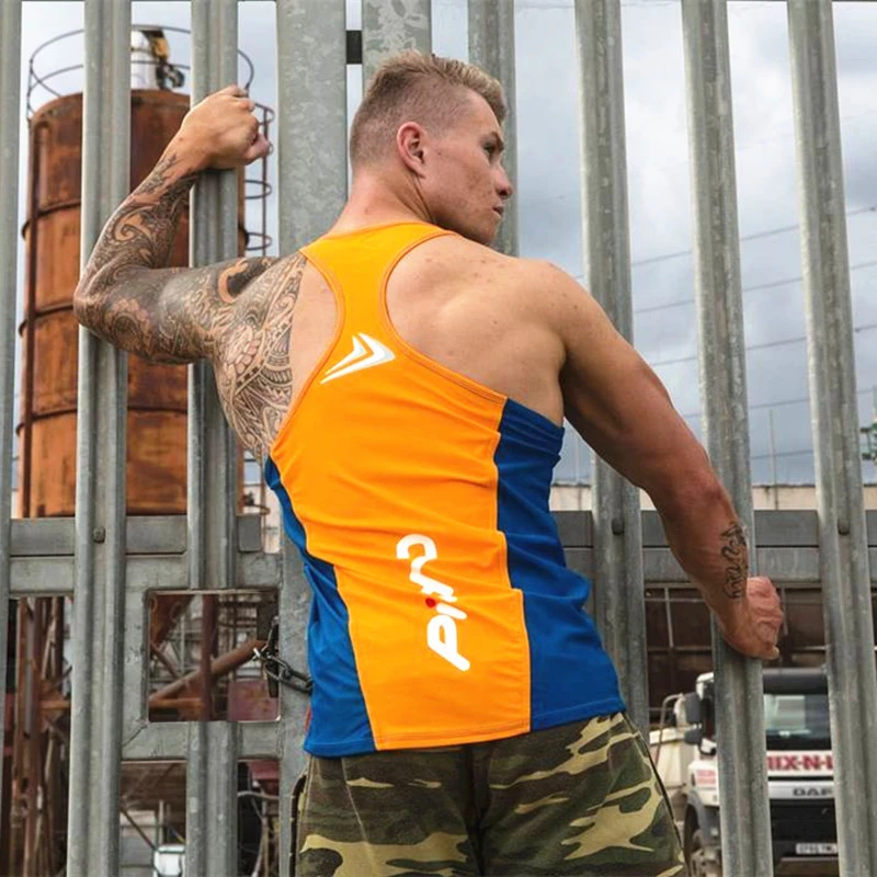

New Mens Bodybuilding Sports Tank Tops sleeveless Shirt Gyms Fitness Workout Singlet Sling Vest Male Summer Casual Clothing