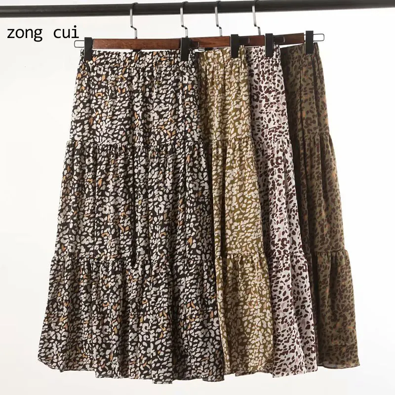 2020 women's autumn new European and American style elastic waist splicing loose thin floral skirt | Женская одежда