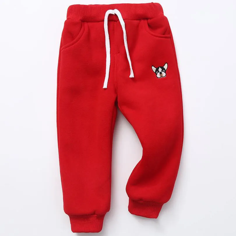 baby girls boys winter pants 1-11T kids velvet trousers infant warm pants children plush inside sport trousers girls clothes - Цвет: red