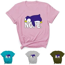

NOPE Penguin Letter Print Women T Shirt Short Sleeve O Neck Loose Women Tshirt Ladies Tee Shirt Tops Clothes Camisetas Mujer