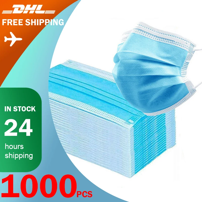 

1000pcs Disposable Masks Mouth Masks 3-Ply Anti-Dust FFP3 FFP2 KN95 Nonwoven Elastic Earloop Salon Mouth Face Masks