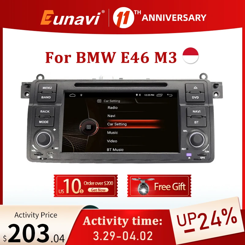 US $221.44 Eunavi 1 Din Android 10 Car DVD Player For BMW E46 M3 Rover 3 Series Multimedia 7 Inch Radio Stereo 1Din GPS Navigation DSP USB