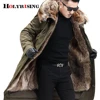 Holyrising Winter men's long coat with big fur collar thick parka Fake raccoon fur Jacket Men Fur Parka warm coat fit Russia ► Photo 2/6