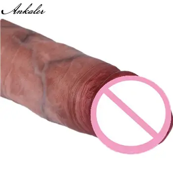 Simulation Dildo Realistic Sliding Foreskin 18.5Cm G Spot Stimulate Soft Silicone Penis Soft Huge Big Dick Suction Cup Sex Toy 2