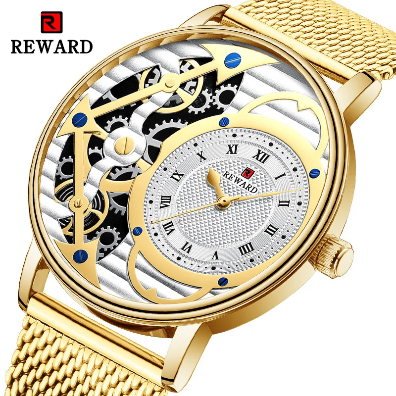 

REWARD Milanese mesh belt imitation mechanical watch Japan cross-border men's watch 3ATM waterproof casual men's watch me male