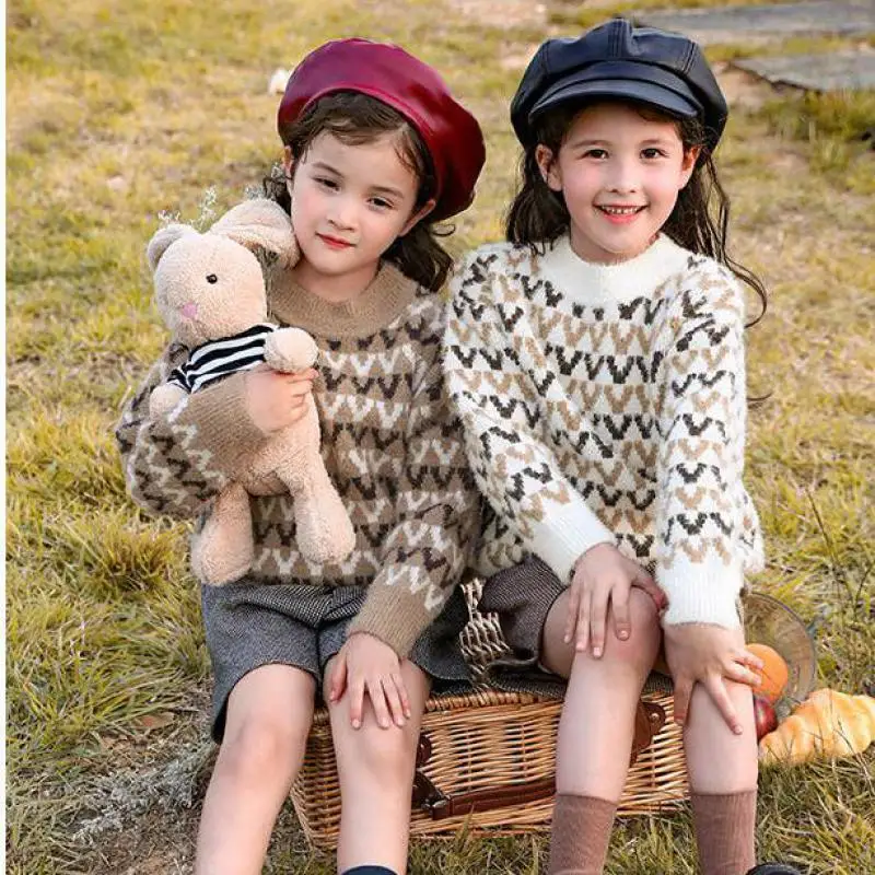 Свитер для маленьких девочек; детский вязаный свитер; шерстяное пальто; свитера для подростков; зимняя одежда для девочек; одежда для маленьких девочек