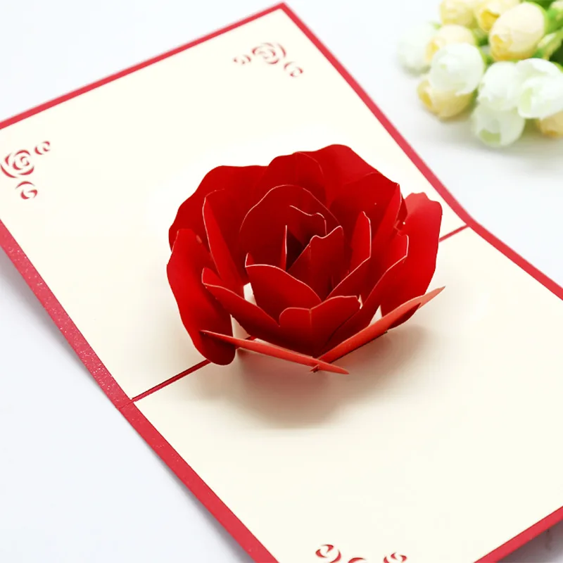 5pcs Paper Model 3D Rose Stereo Greeting Card Valentine s Day Card Creative Handmade Paper Carving 2