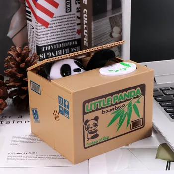 

12x9x10cm Cute Automatic Panda Steal Coin Piggy Bank Cat Money Saving Box Moneybox Coin Collection Jar Children Toy