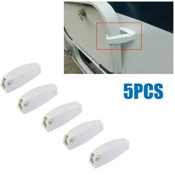 

5 Pack RV Camper White Rounded Baggage Door Catch Compartment Latch Holders