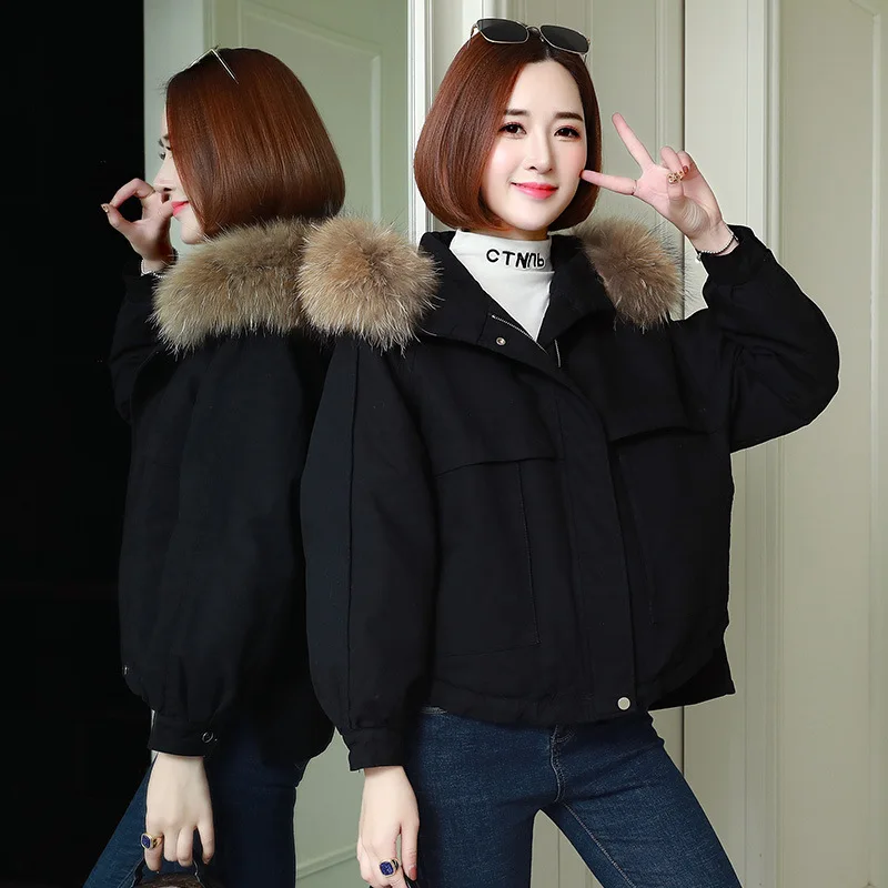 

2018 Winter New Style Casual Mid-length Solid Color Hooded Coat Cotton-padded Clothes Elegant Casual