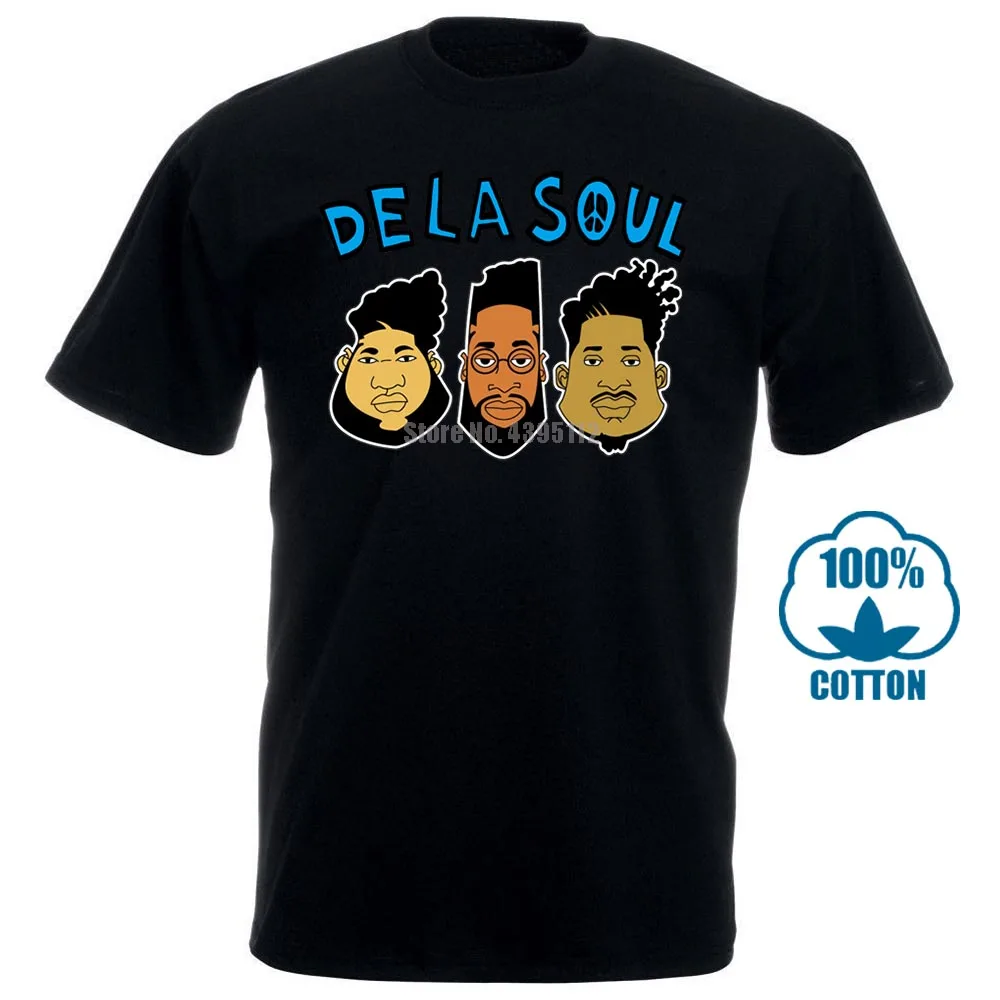 De La Soul 90 хип-хоп рэп музыка футболка - Цвет: Черный