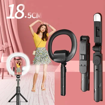 

4 in 1 Selfie LED Ring Light Wireless Bluetooth Selfie Stick Mini Tripods Handheld Extendable Stick With Remote Christmas Gift