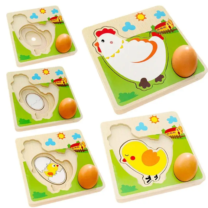 

Kids 3D Puzzle Mulit Layer Chicken Lay Eggs Grow Emulatio Process Wooden Jigsaw