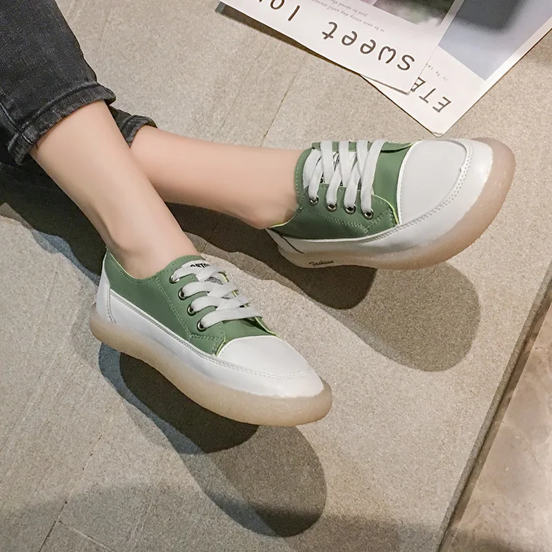 

MacBook Shoes Women's Pure Leather Thick Bottomed 2019 New Style Versatile Online Celebrity Casual Leather Black And White with