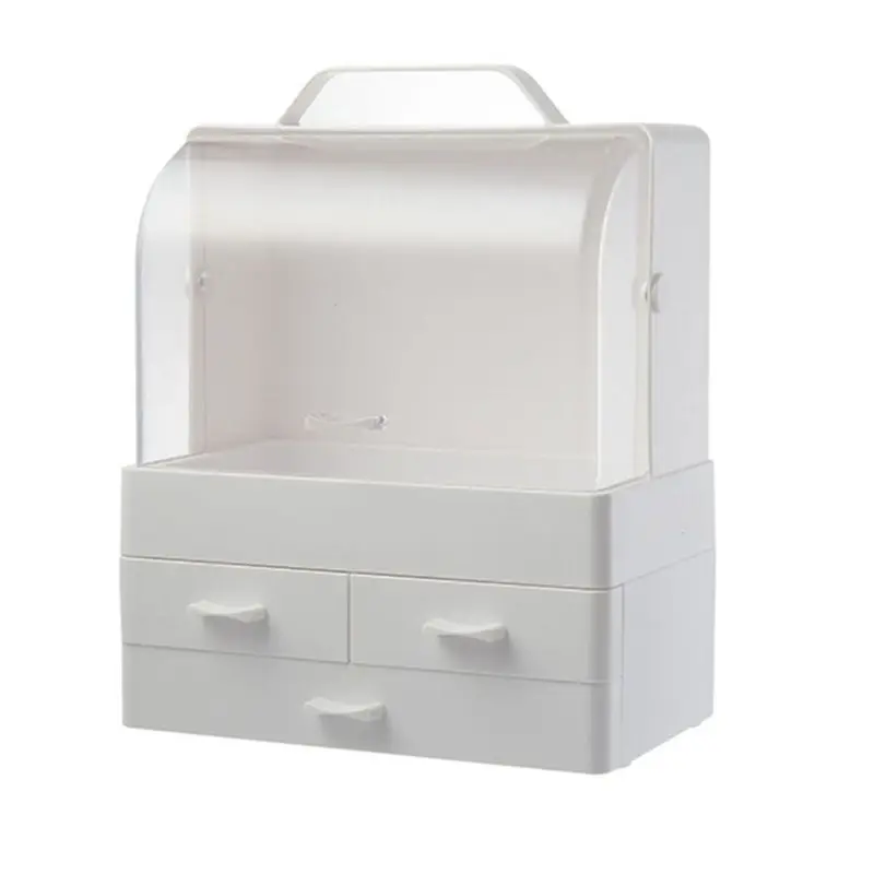 Белый Waterproof Makeup Organizer Dustproof Handheld Cosmetic Storage Box Case Holder - Цвет: Белый
