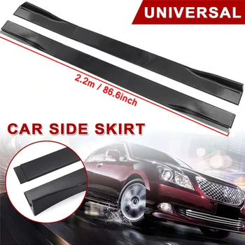 

86'' Split 3 Segments Glossy Black 2.2M Thick Car Side Skirt Winglet Extensions Splitters Apron Lip - USA