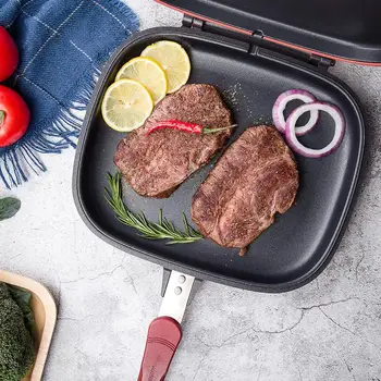 

32CM/28CM Double Side Grill Frying Pan Non-Stick Barbecue Cooking Tool Home DIY Grill Pan Pancake Pan Rectangular Pancake Maker