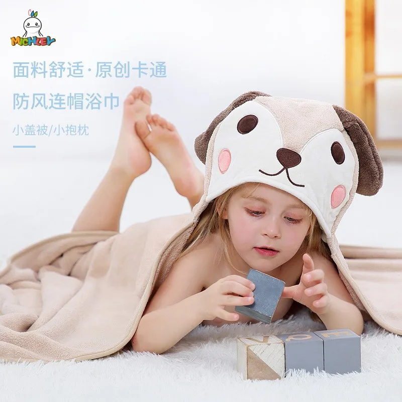 Nice Cartoon Hooded Beach Bath Towel Rabbit Frog Dog Elephant Children Girls Boys Summer Cloak Bath Towel 70x115cm