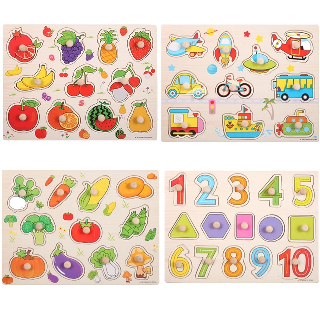 Melhor venda quente 24 pçs quebra-cabeça de madeira montessori placa  pré-escolar fácil puzzle board brinquedo meninas meninos presente  brinquedos educativos - AliExpress